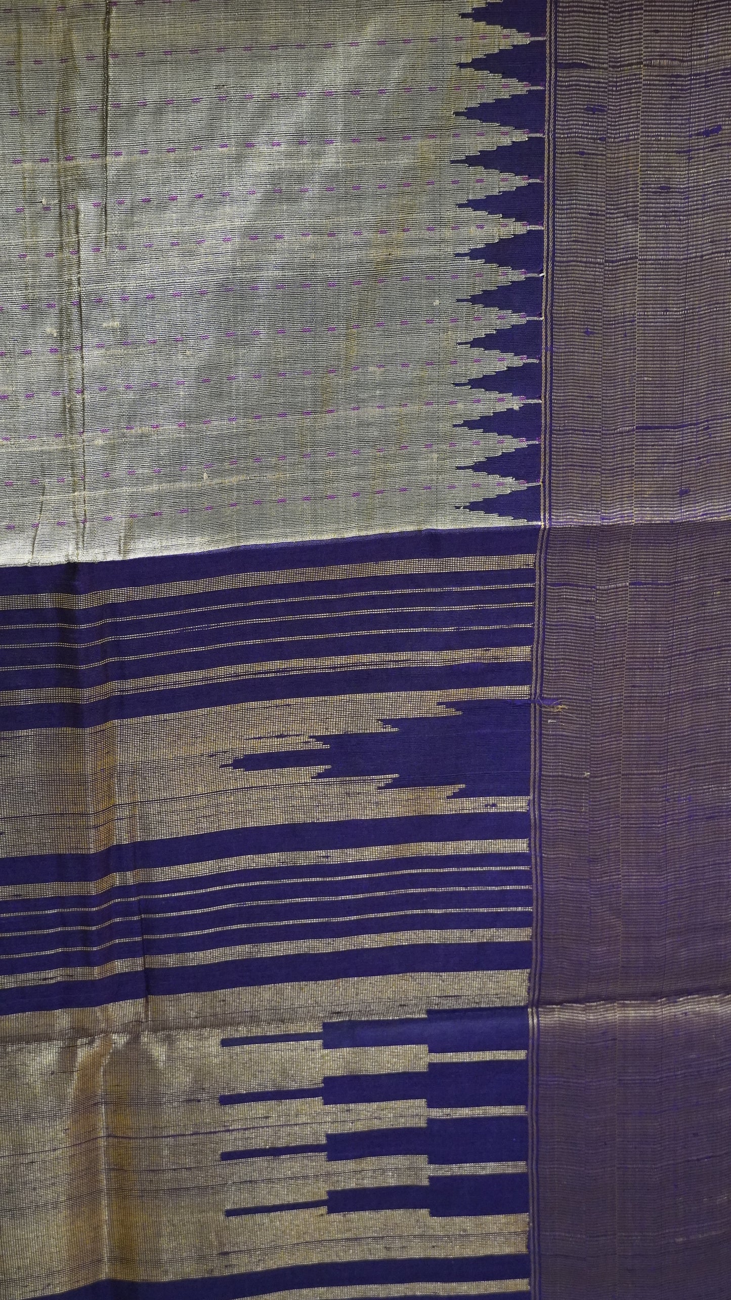 Pure Dupion Silk Saree - Beige Tower Border