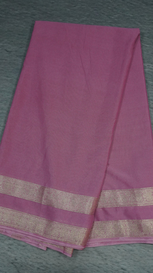 Semi Mysore Silk-Pastel Pink Double Border