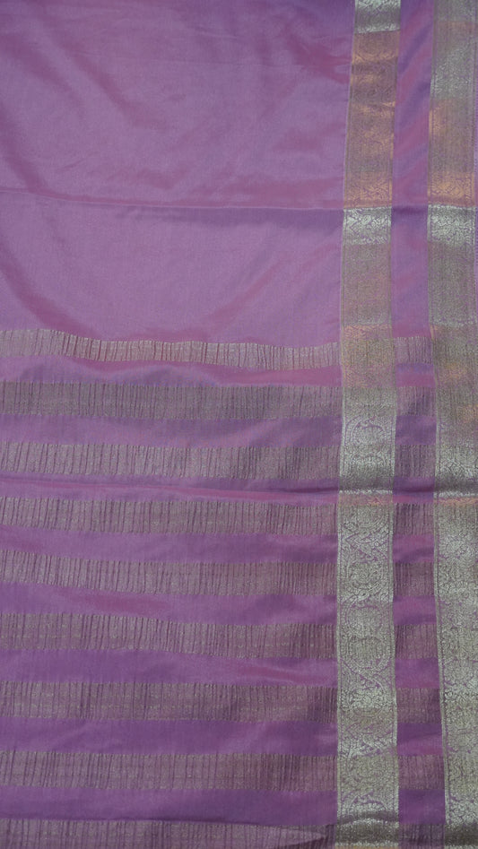 Semi Mysore Silk-Pastel Pink Double Border