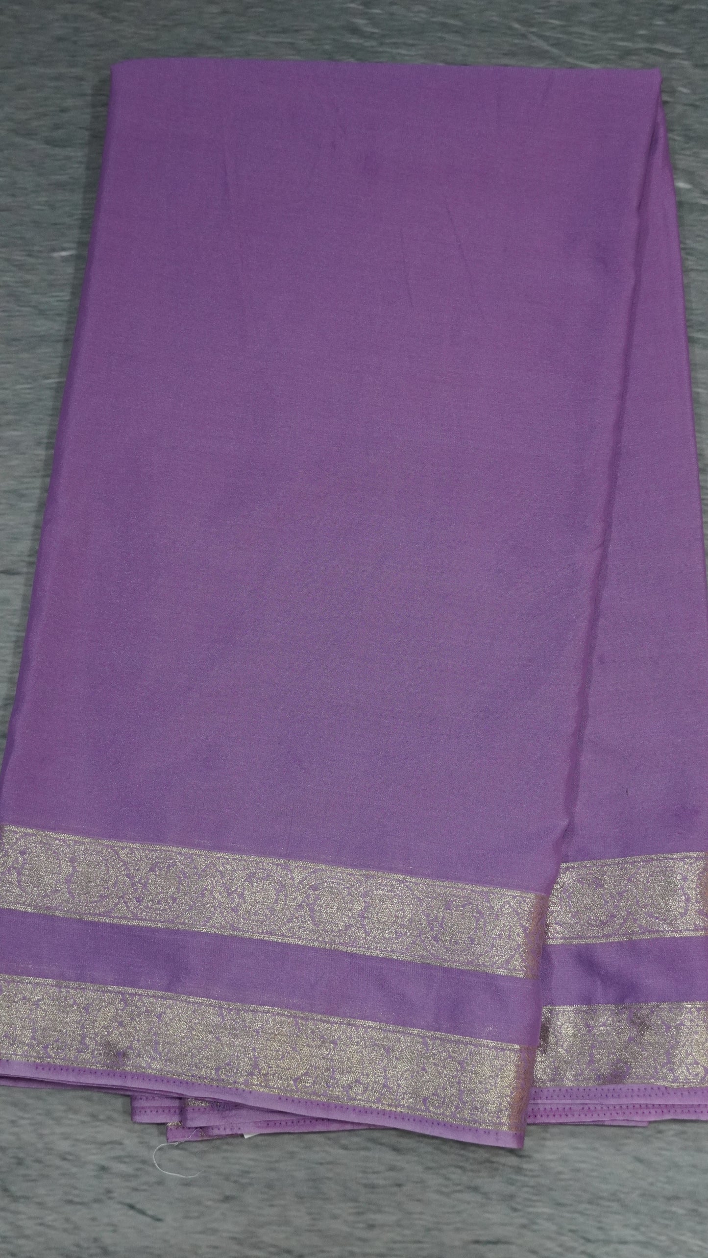 Semi Mysore Silk- Lavender Double Border