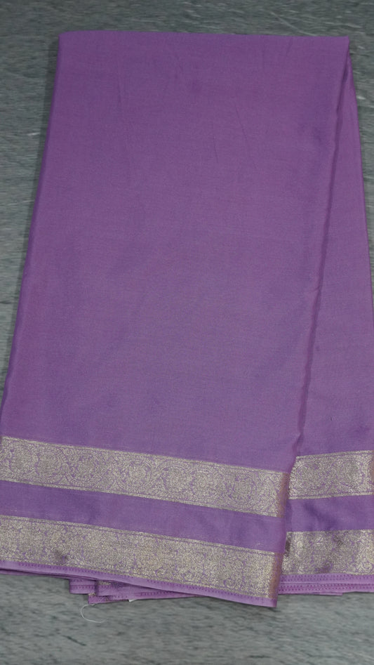 Semi Mysore Silk- Lavender Double Border