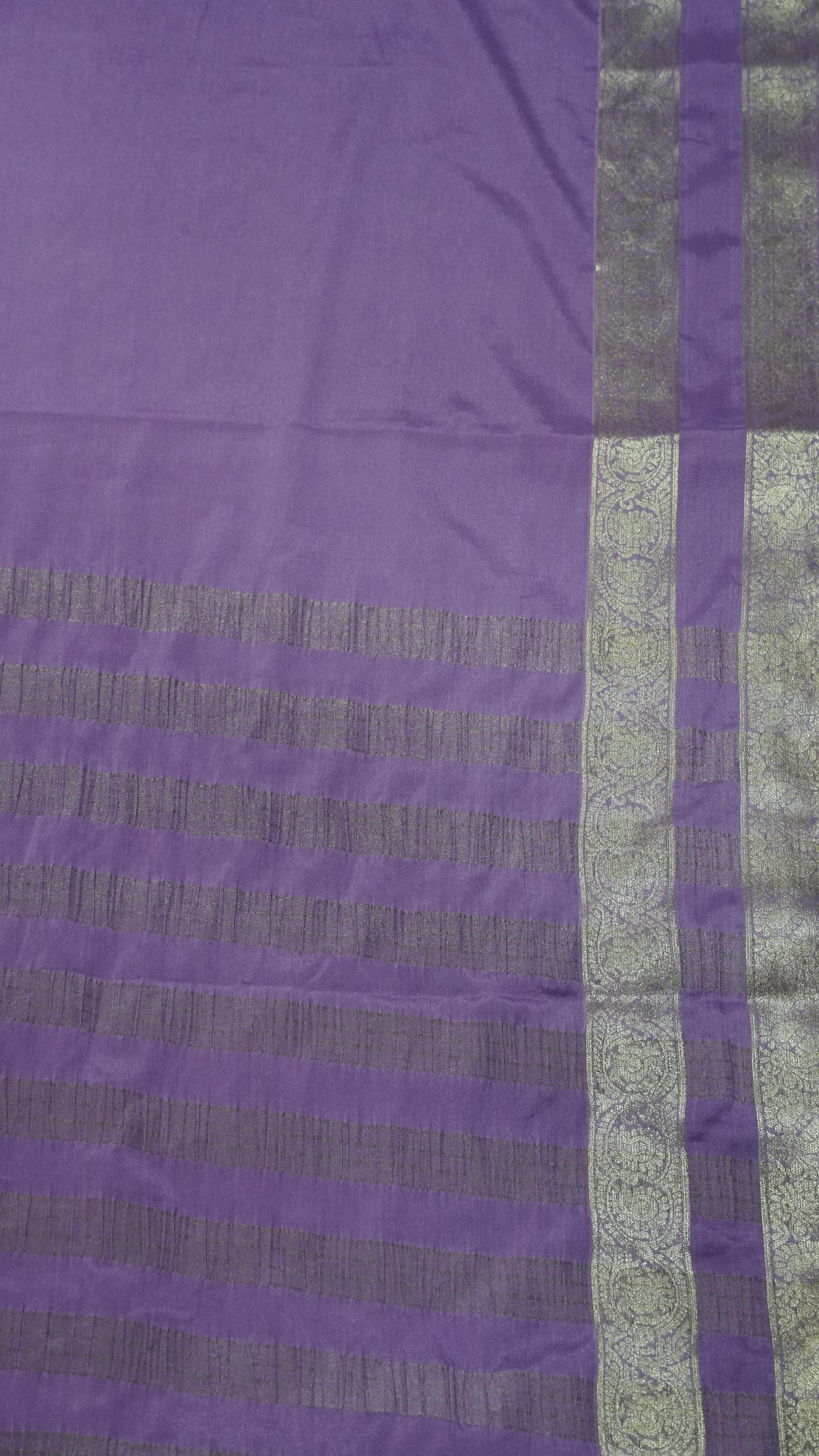 Semi Mysore Silk- Lavender Double Border