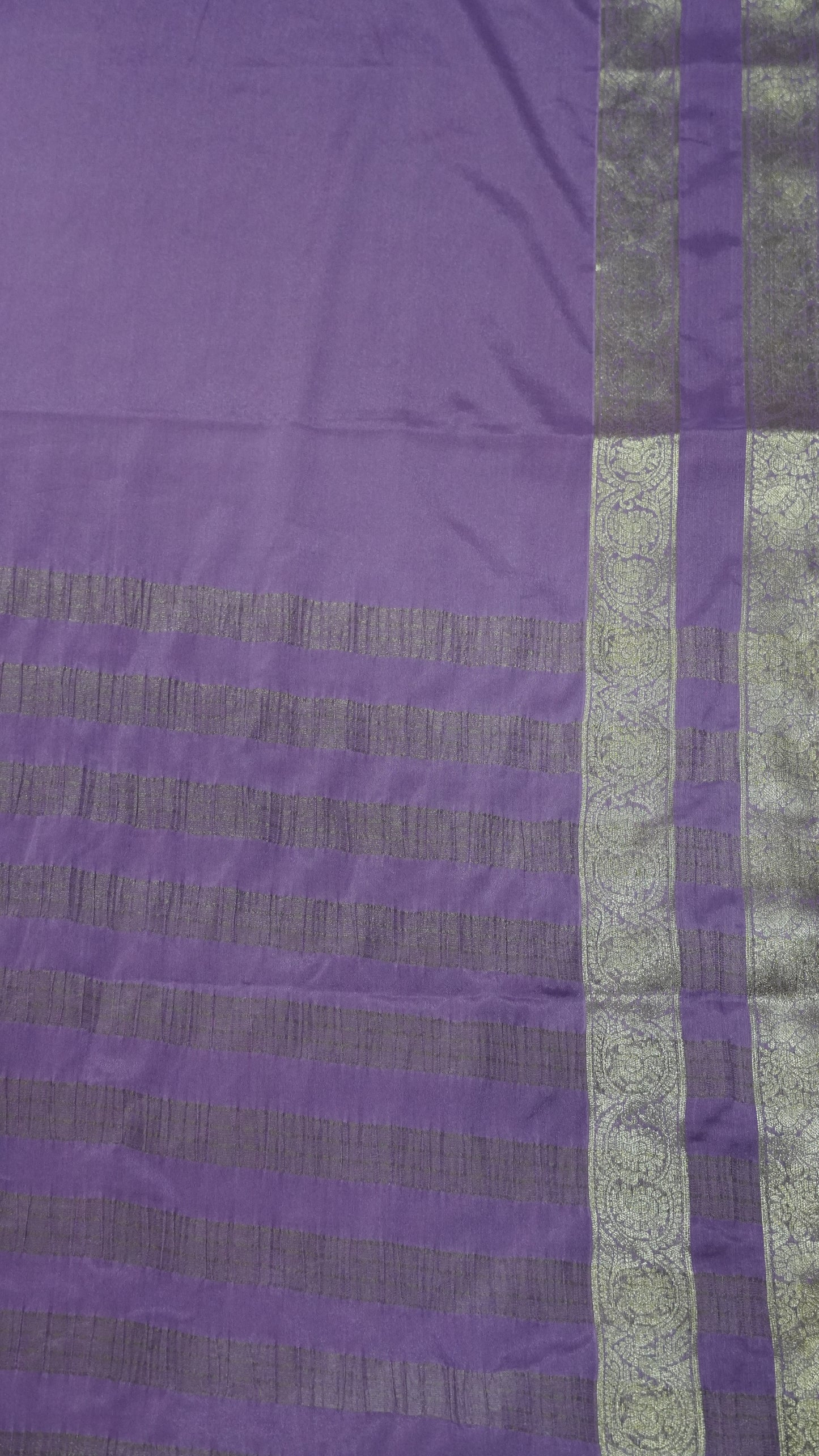 Semi Mysore Silk- Lavender Double Border