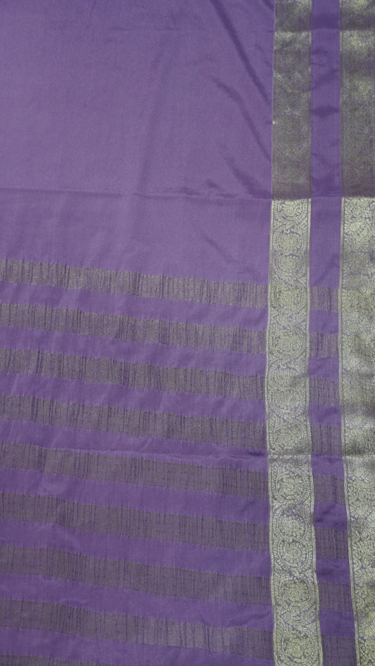 Semi Mysore Silk- Lavender Double Border
