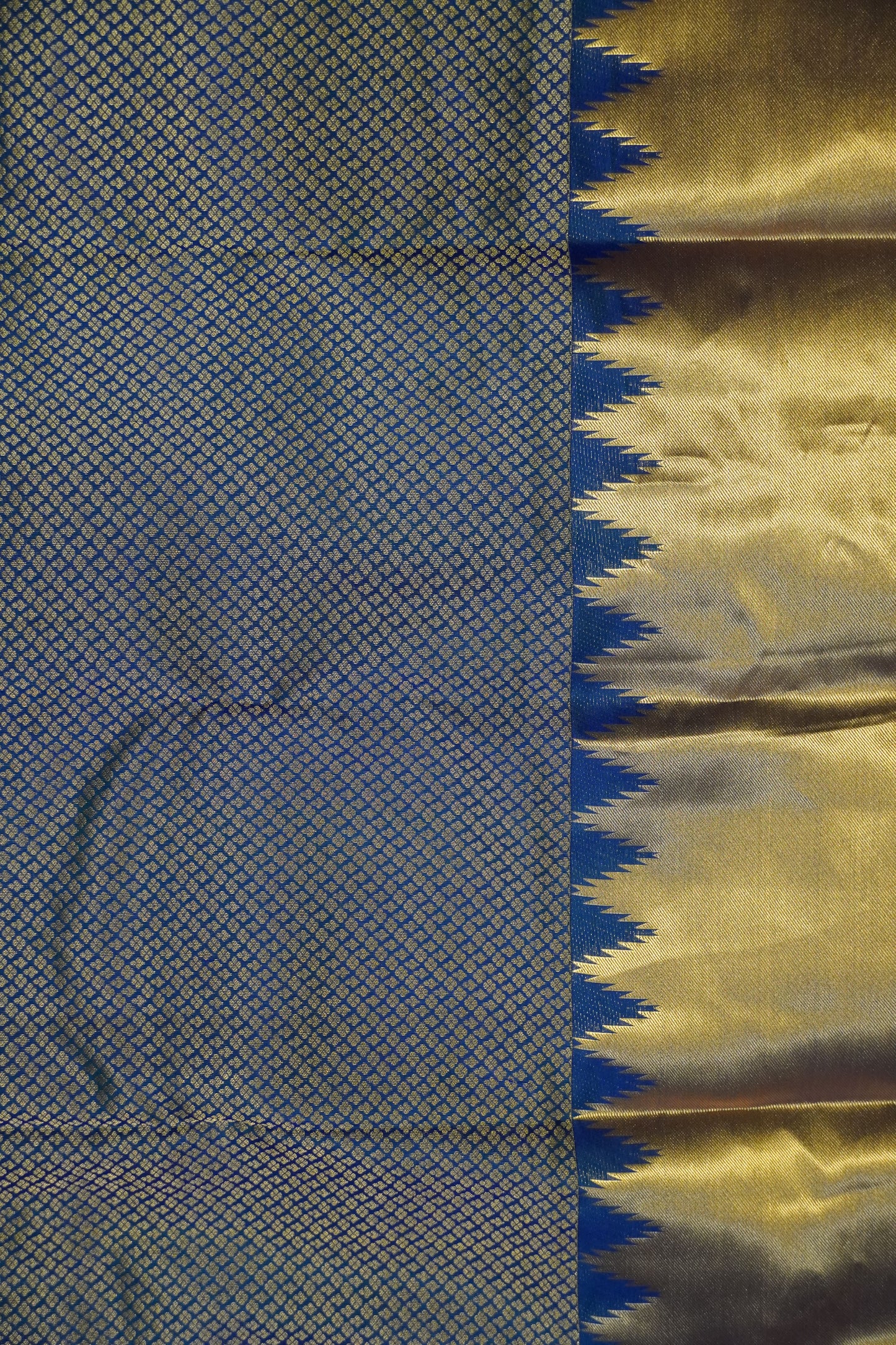 Pure Kanjivaram Silk Saree - Temple Border Peacock Blue