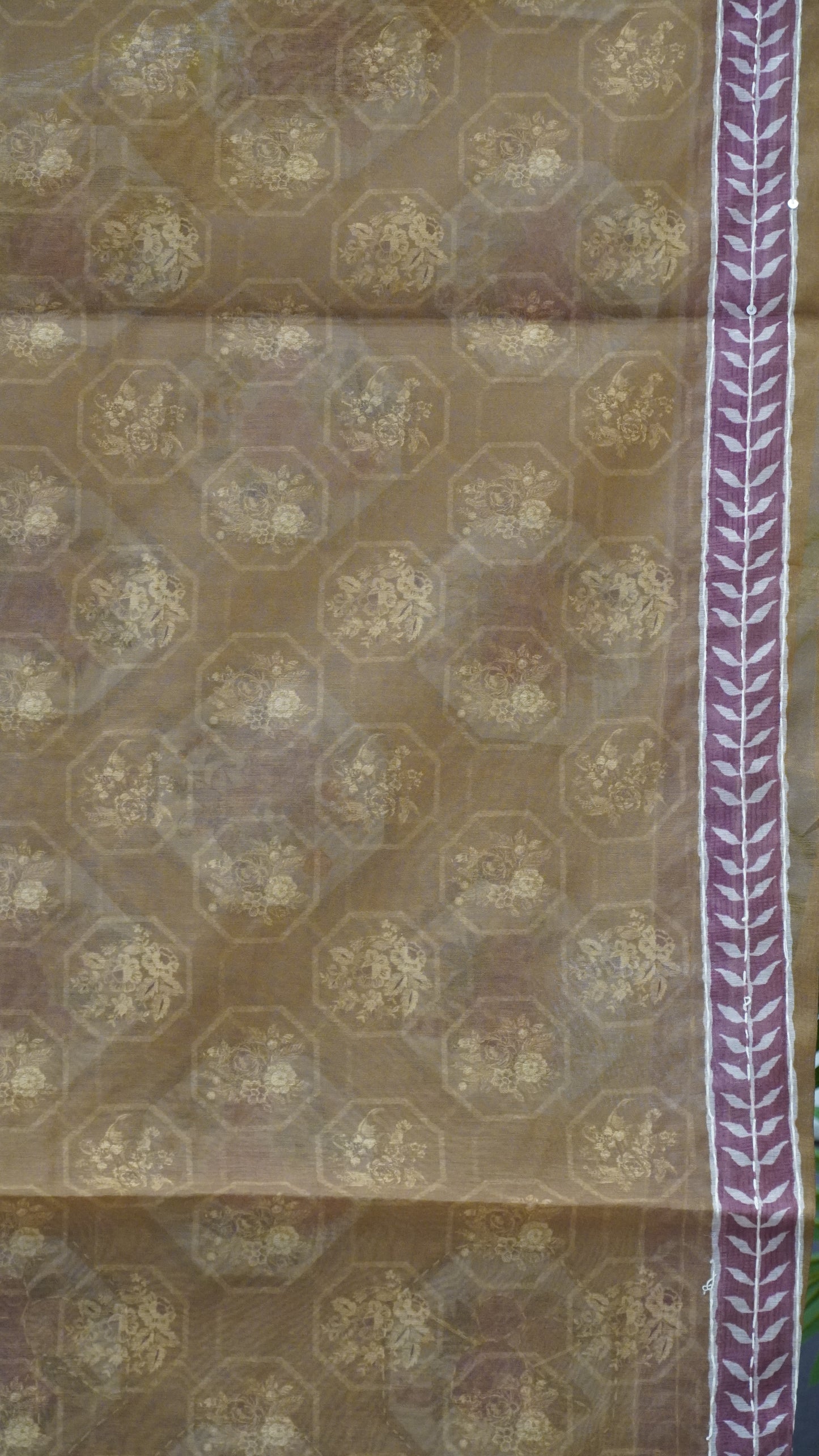 Chanderi Saree Kantha Work - Mustard