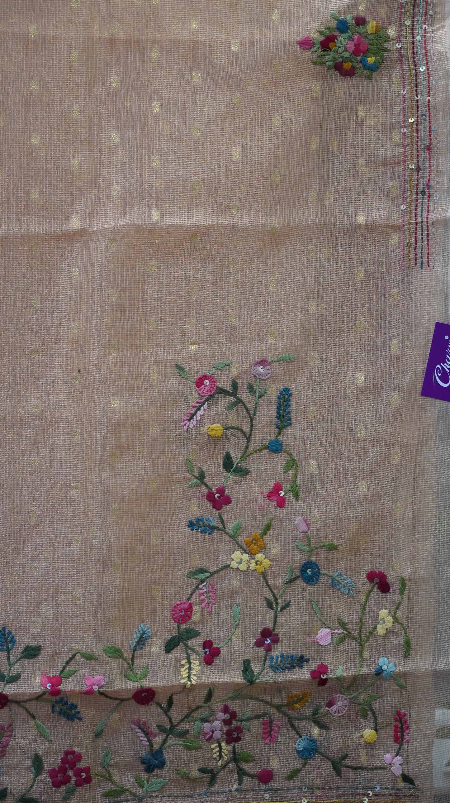 Tissue Kota Saree - Peach