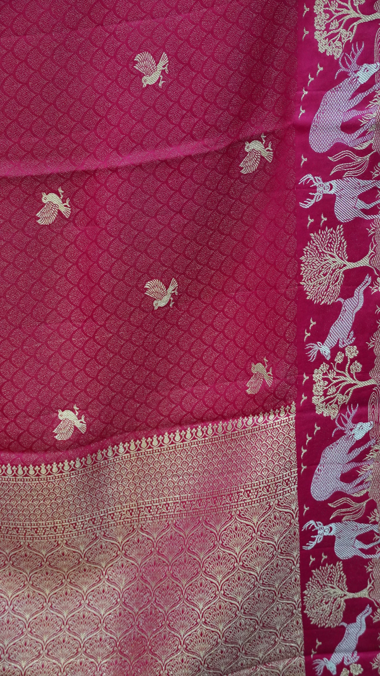 Banarasi Tussar saree- Rani Pink