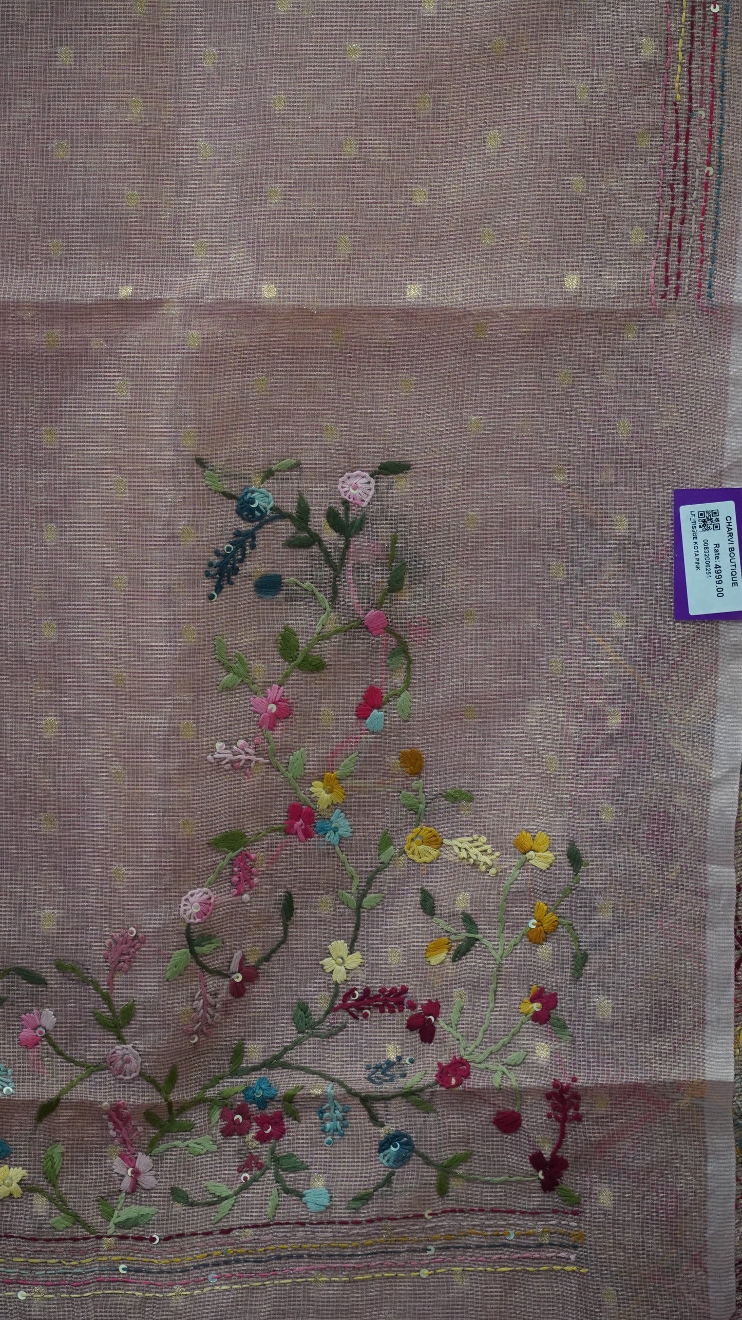 Tissue Kota Saree - Pink