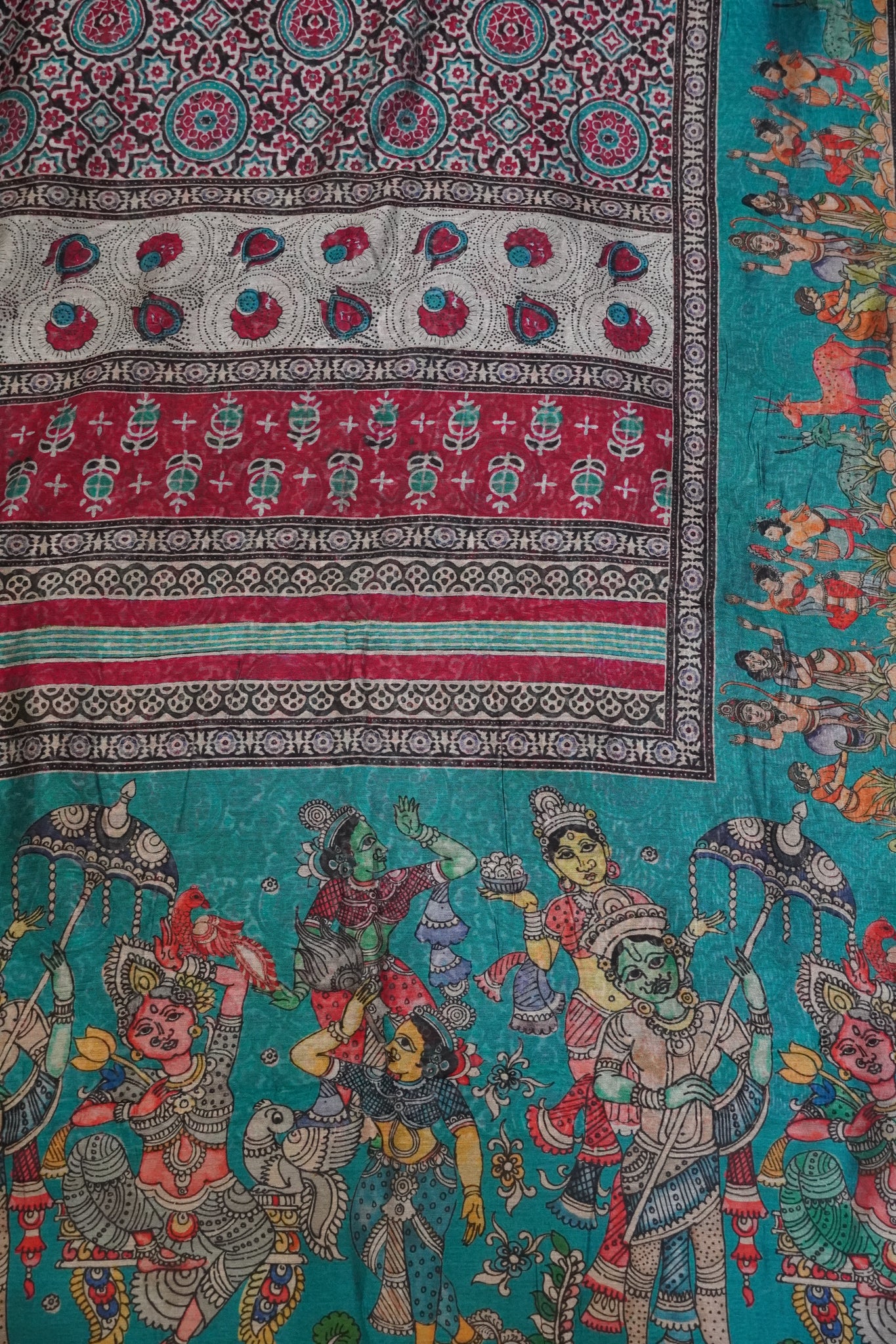 Mal Chanderi Saree - Peacock Green