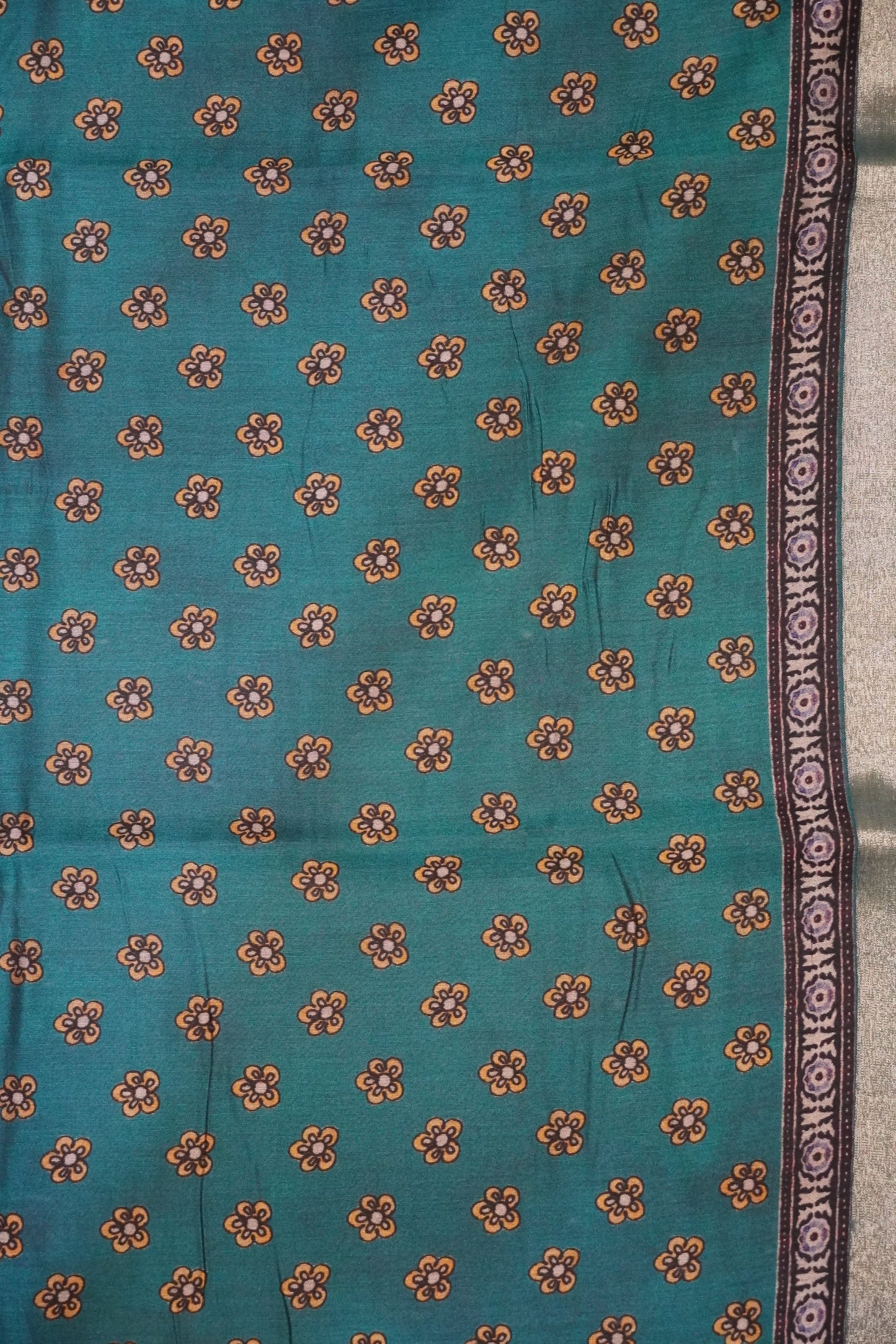 Mal Chanderi Saree - Peacock Green