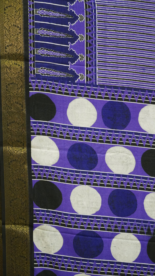 Shiffon Saree Ajrakh Print - Violet
