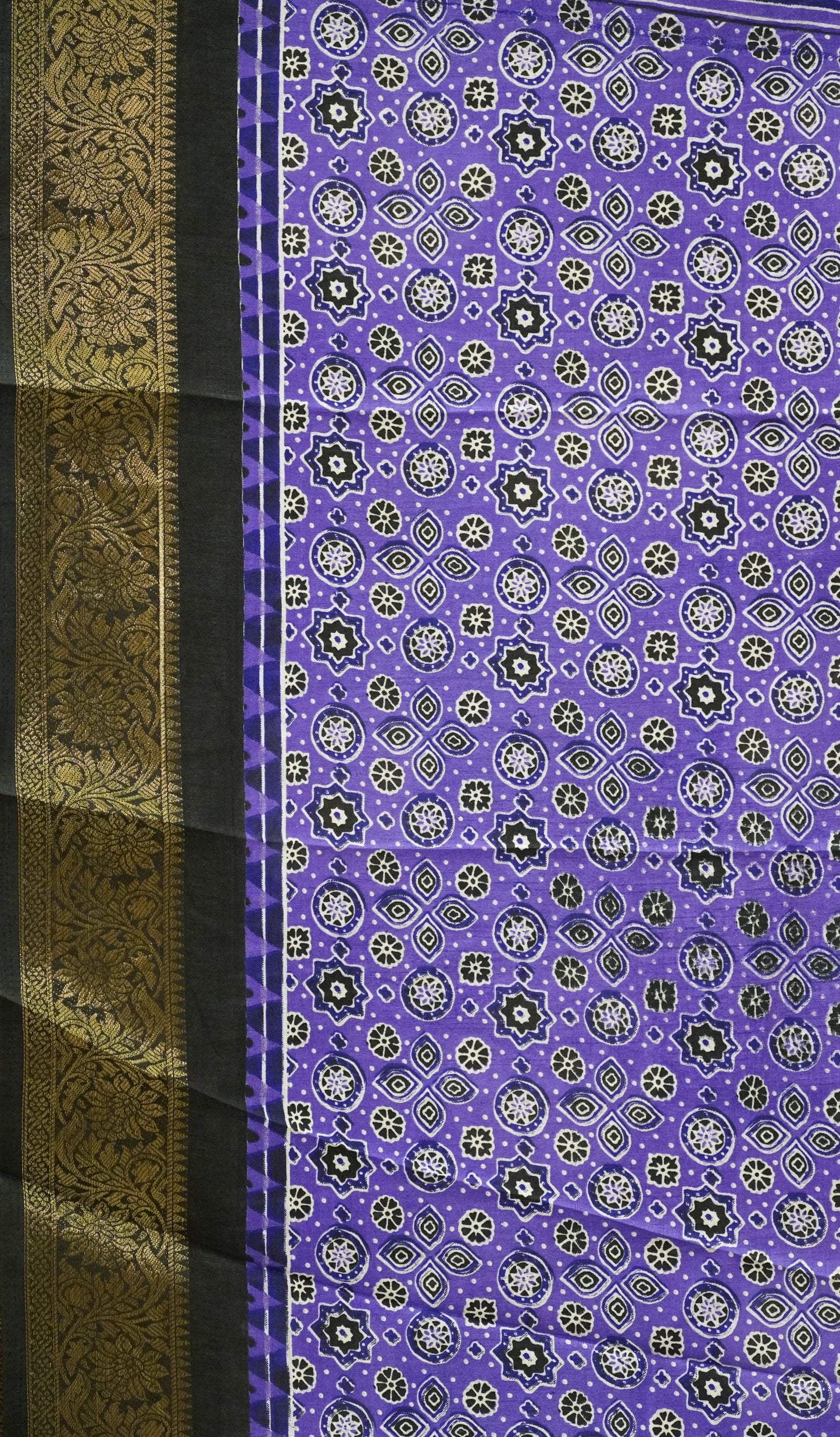 Shiffon Saree Ajrakh Print - Violet