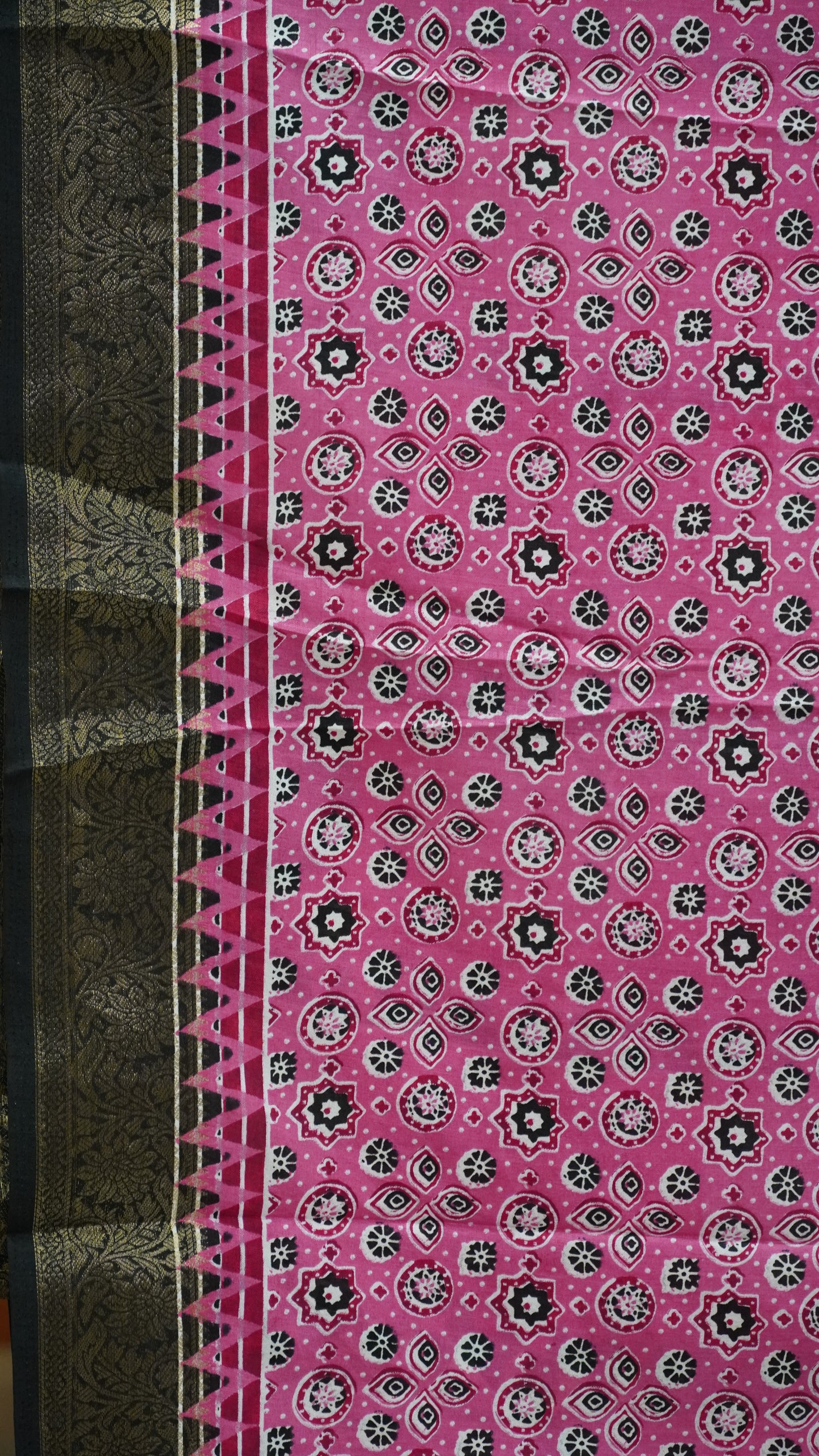 Shiffon Saree Ajrakh Print - Pink