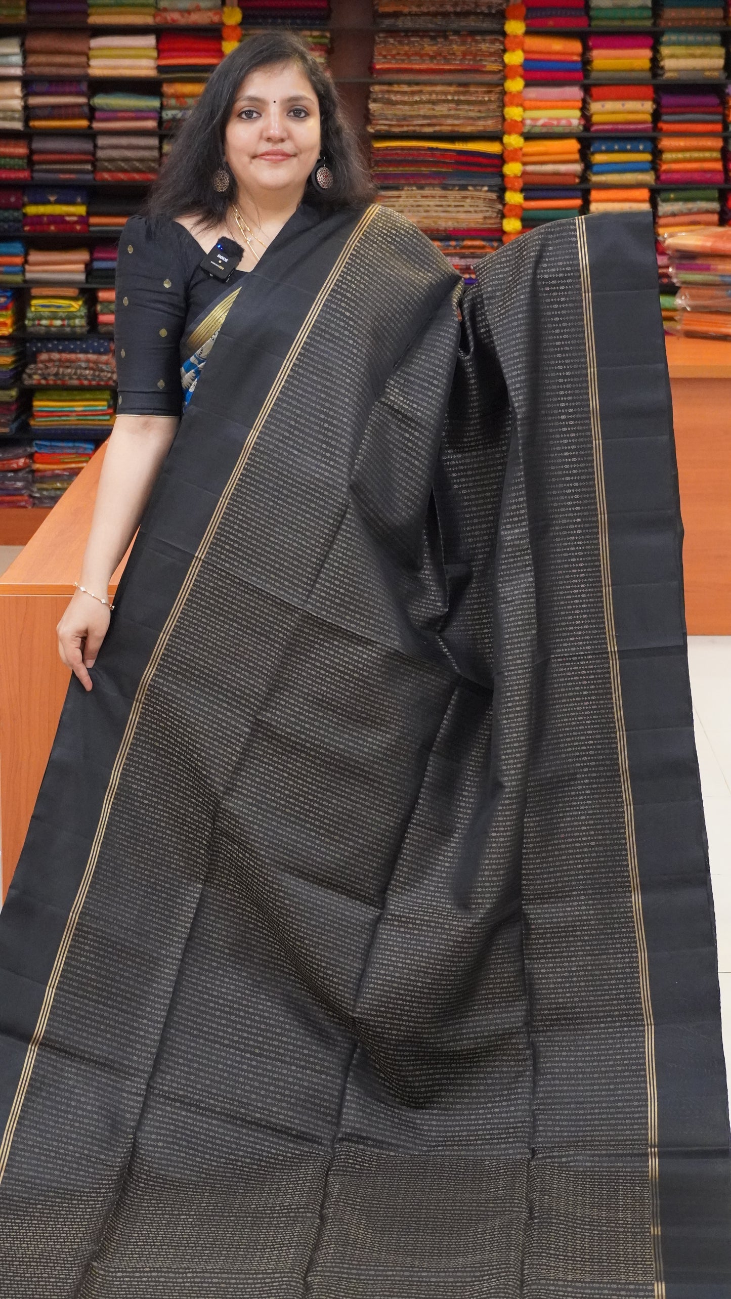 Pure Soft Silk Saree  Vairaoosi - Black