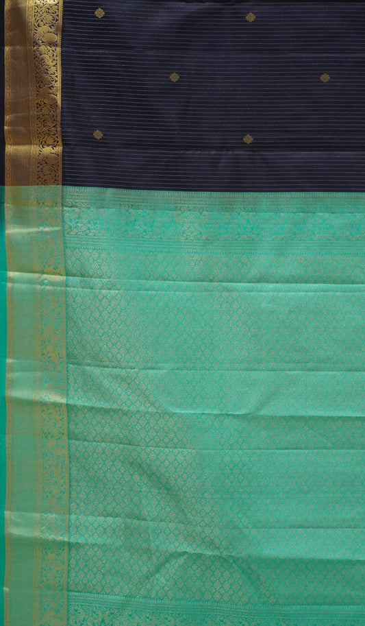 Pure Kanjivaram Saree Vairaoosi - Navy Blue