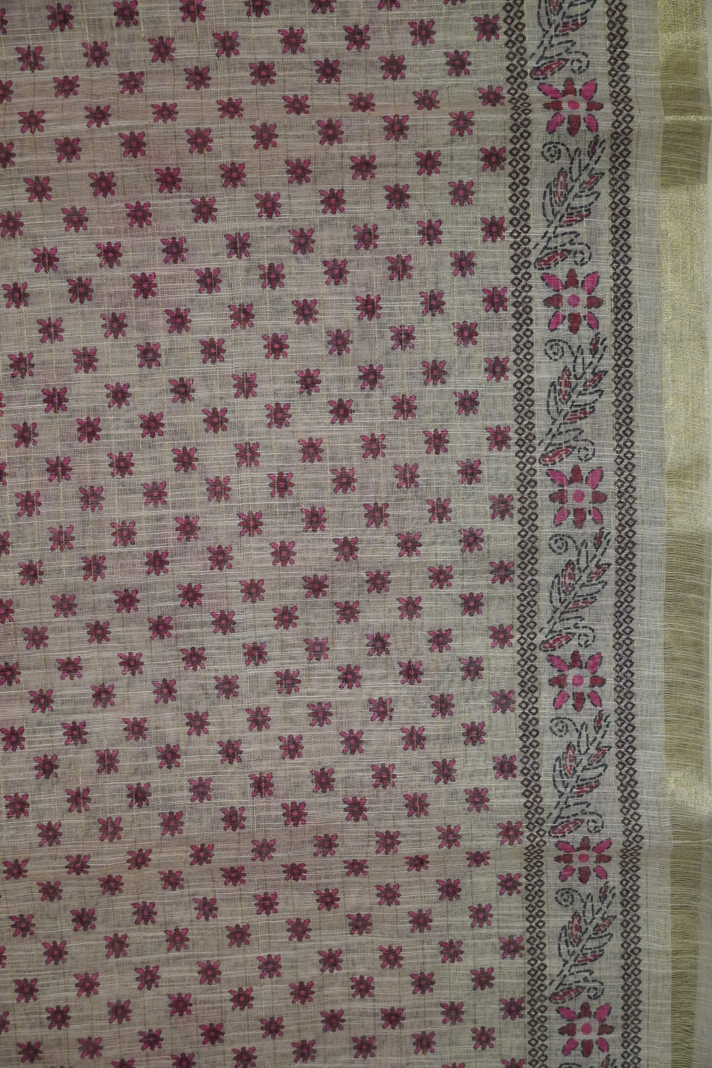 Linen Saree - Bandhini - Redish Pink