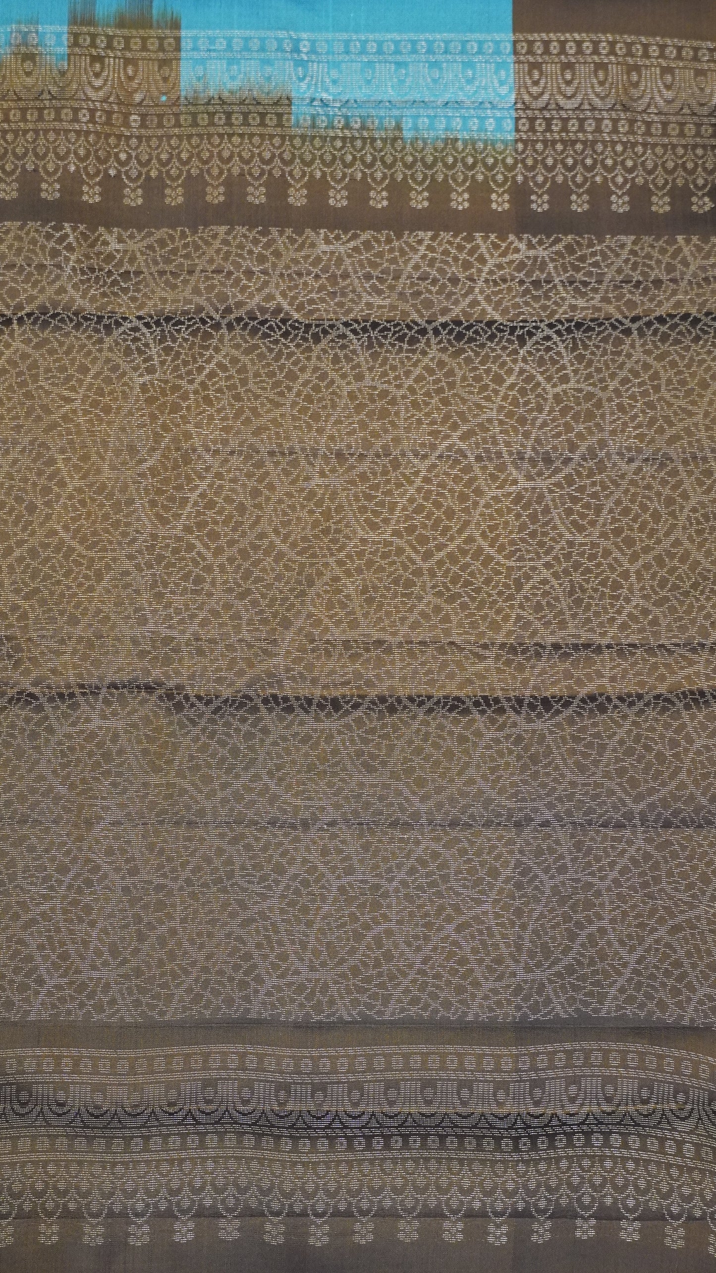 Pure Double Wrap Soft Silk Saree-Sea Blue-Brown