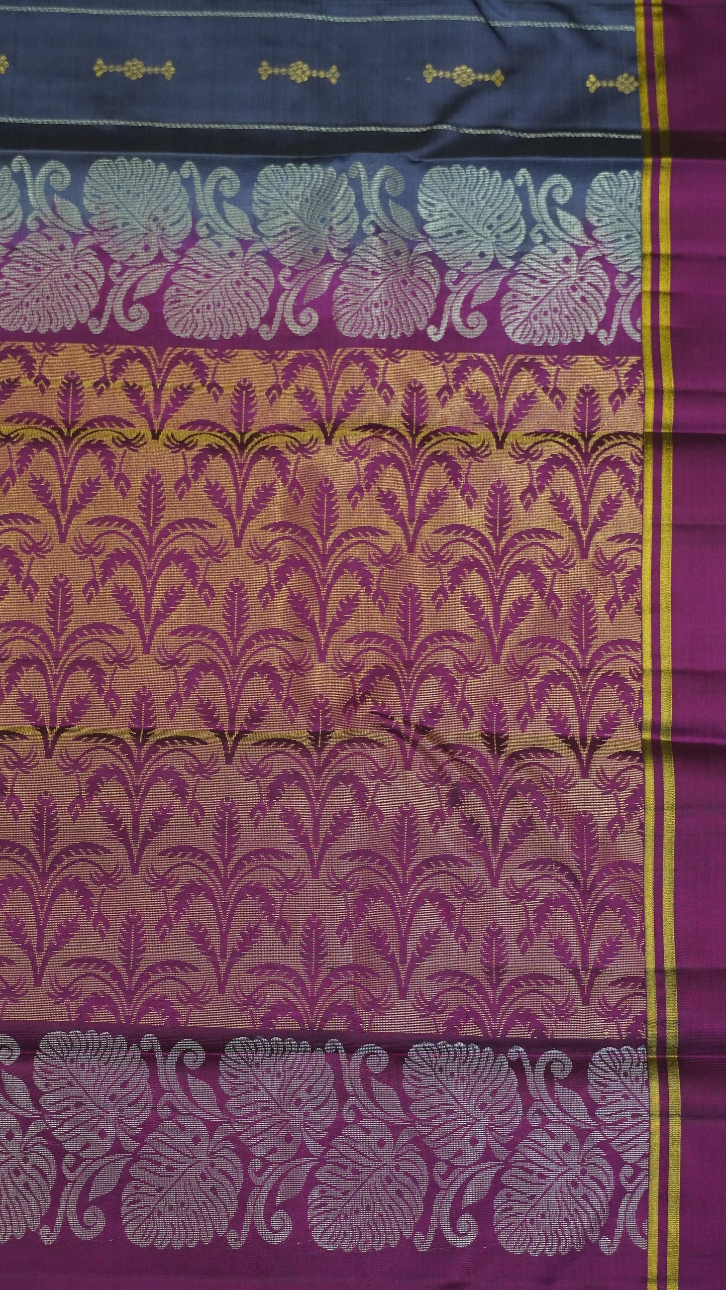 Pure Double Wrap Soft Silk Saree-Greyish Blue
