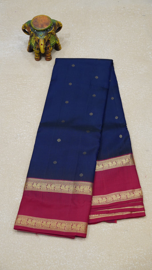 Pure Kanjivaram Silk Saree - Navy Blue