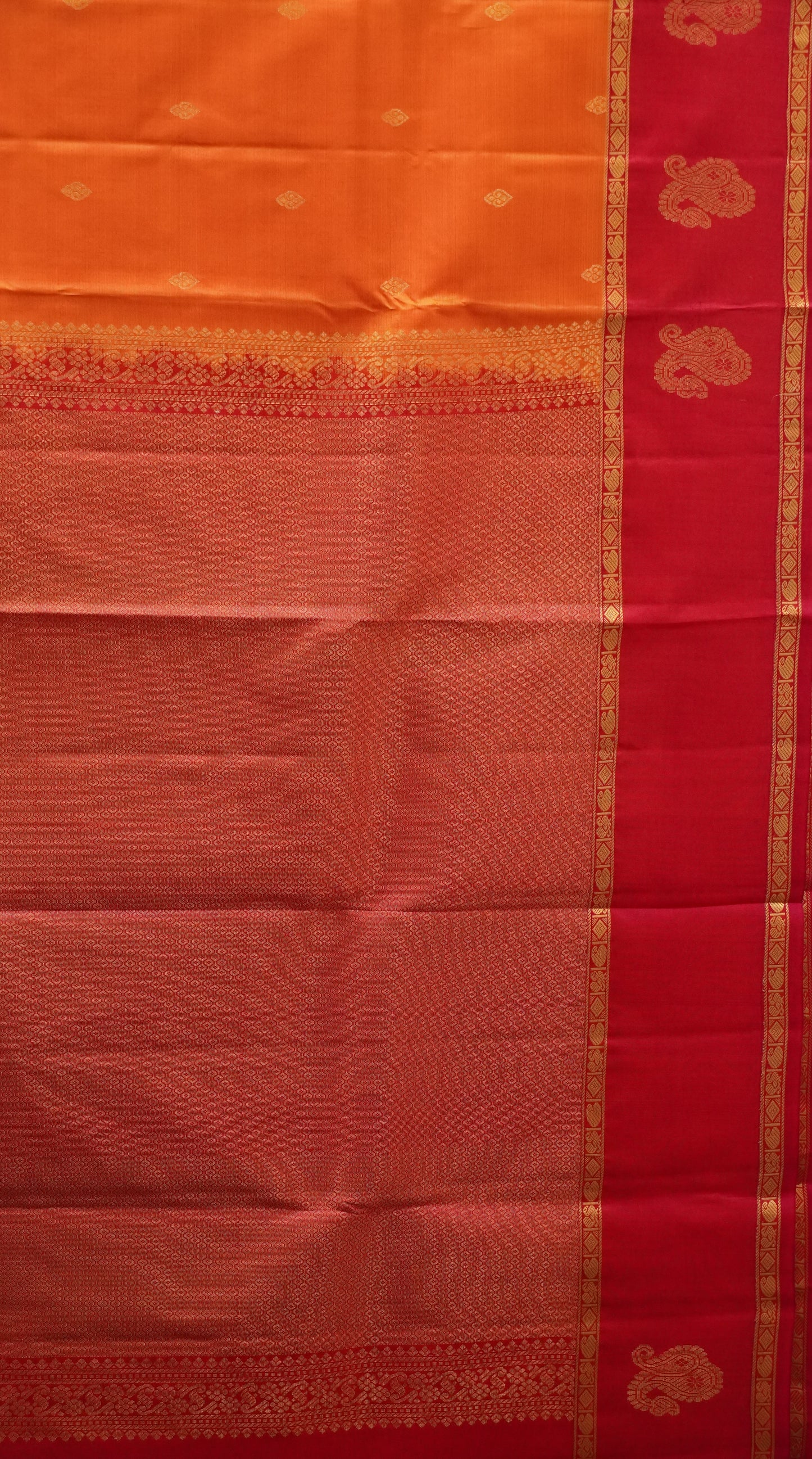 Pure Kanjivaram Silk Saree - Orange