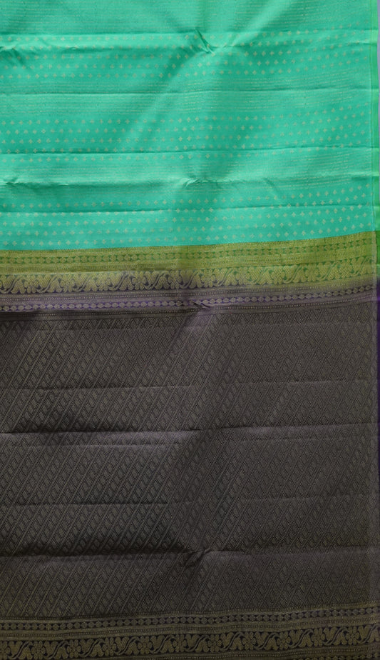 Pure Soft Silk Saree 1  1/2 Warp- Teal Green