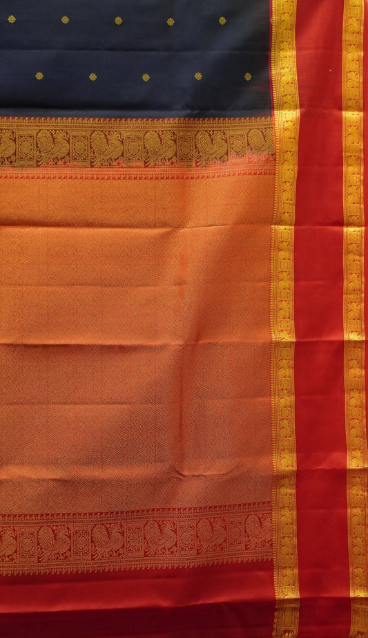 Pure Kanjivaram Silk Saree - Navy Blue