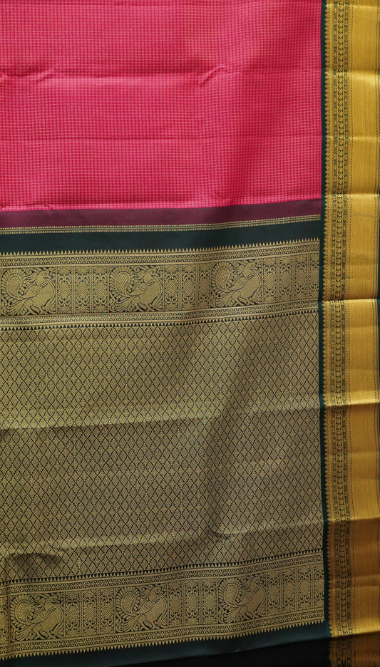 Pure Kanjivaram Silk Saree - Rani Pink