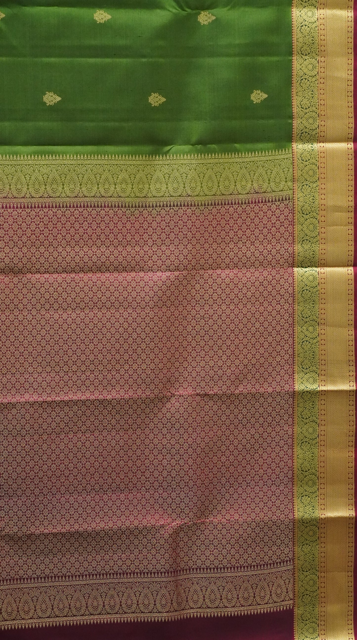 Pure Kanjivaram Silk Saree - Olive Green