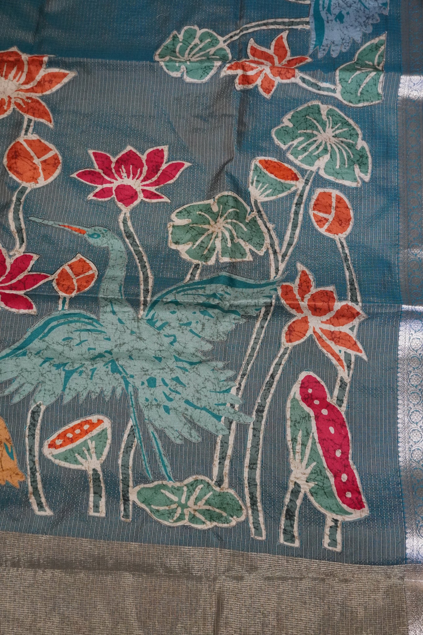 Tissue Kota Saree - Pichwai Peacock Green