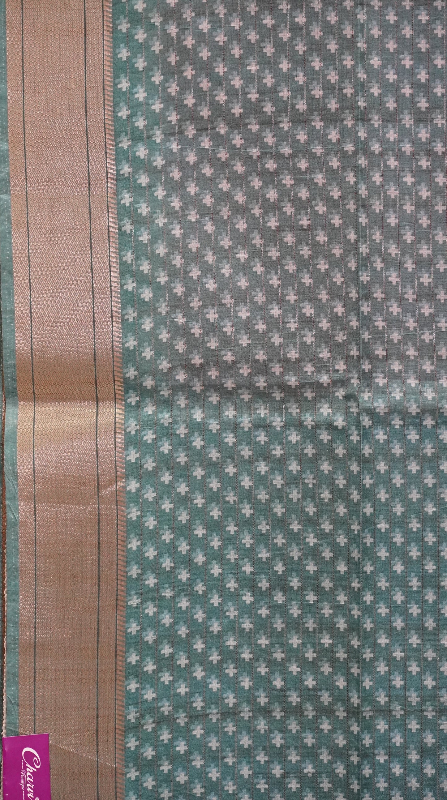 Semi Tussar Saree with Abstract Print - Brick Red