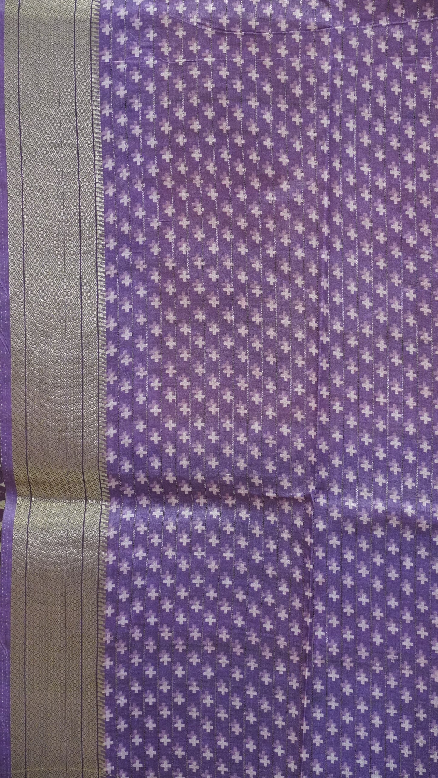 Semi Tussar Saree with Abstract Print - Mustard