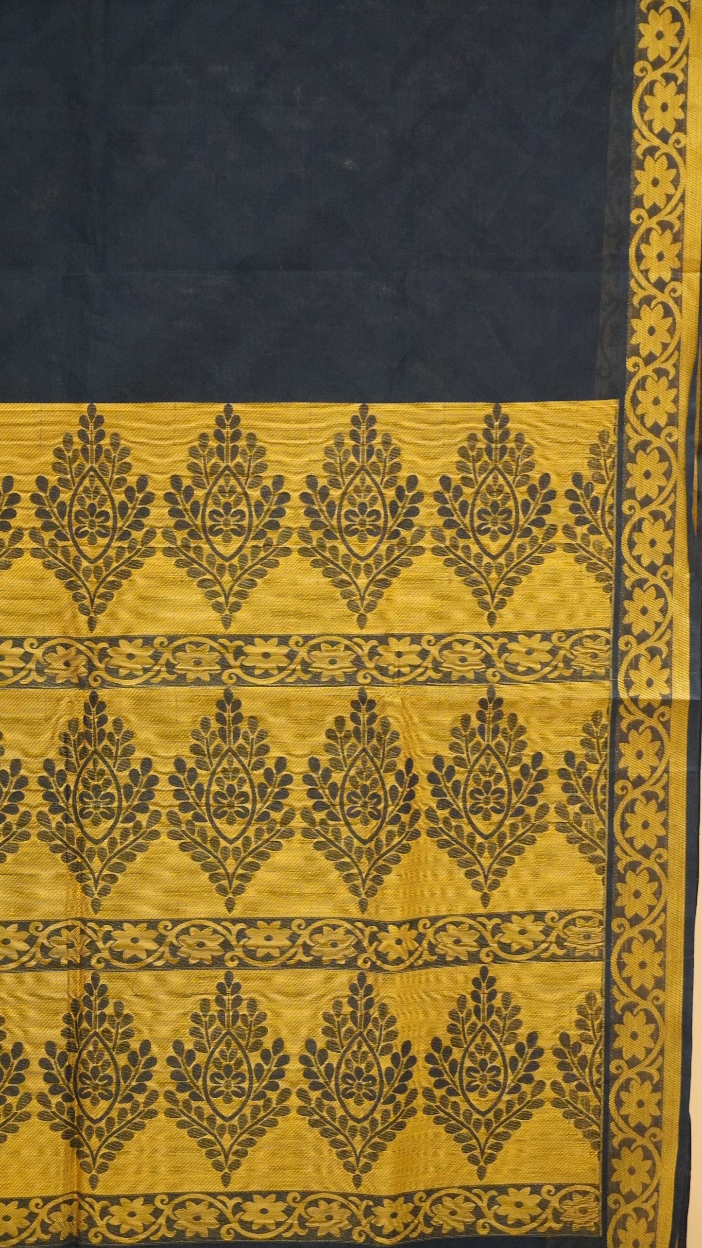 Kota Cotton Saree - Navy Blue