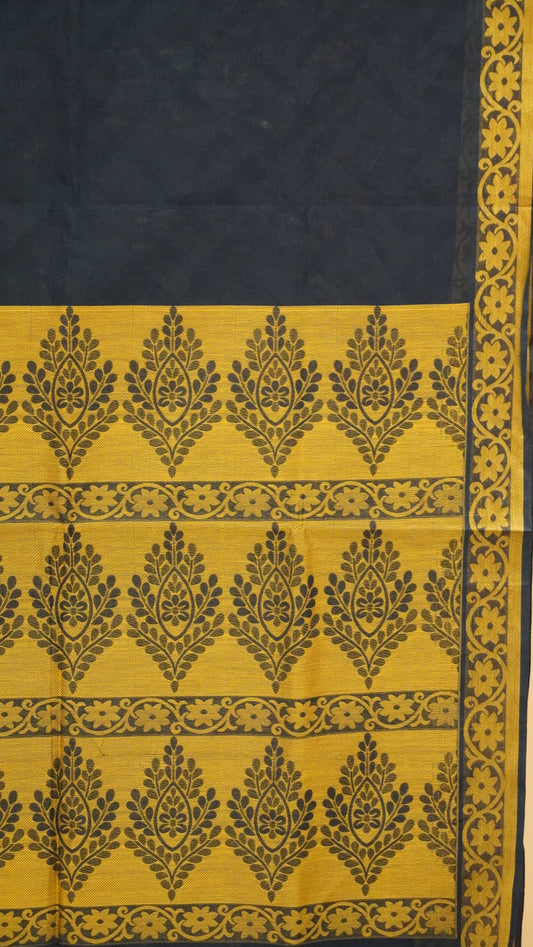 Kota Cotton Saree - Navy Blue