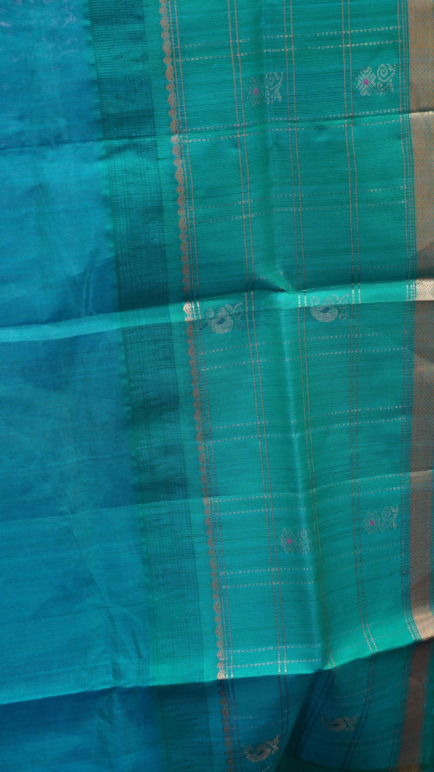 Pure Silk Cotton Saree-Royal Blue with Green