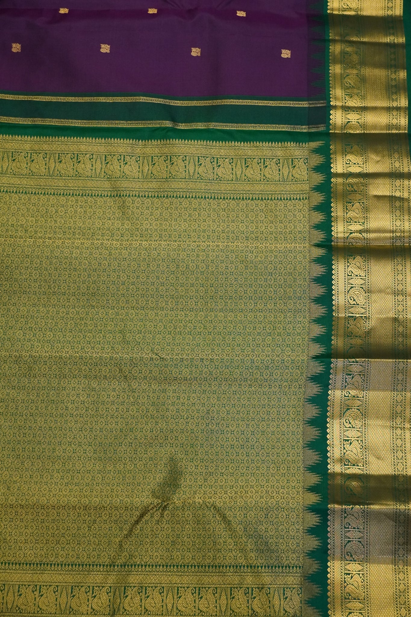 Pure Silk Saree - Wine - Green