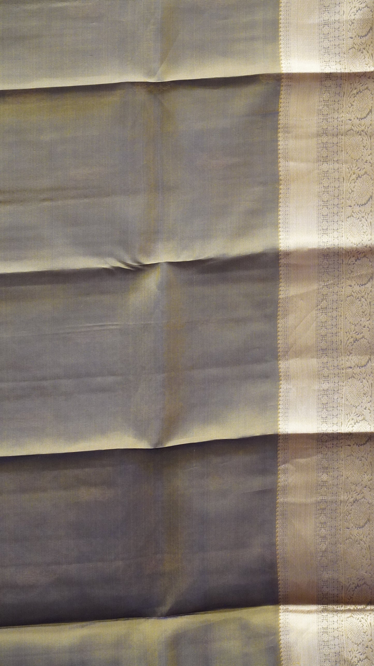 Pure Kanjivaram Silk Saree - Navy Blue-Dark Beige