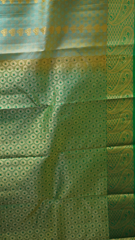 Pure Kanjivaram Silk Saree -Beige-Green