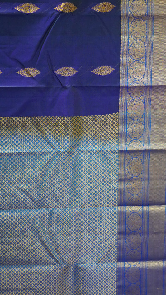 Pure Kanjivaram Silk Saree - Dark Blue