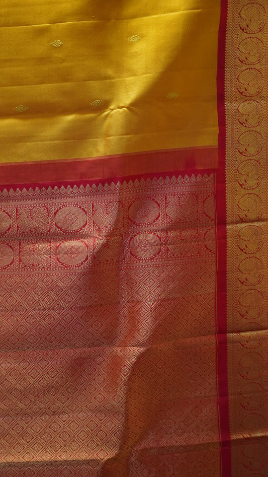 Pure Kanjivaram Silk Saree -Mustard Red