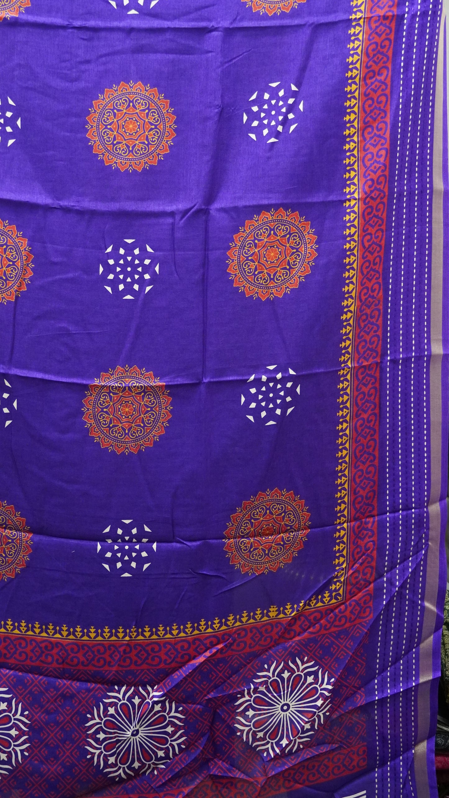 Dola Silk Saree Kolam Print - Violet