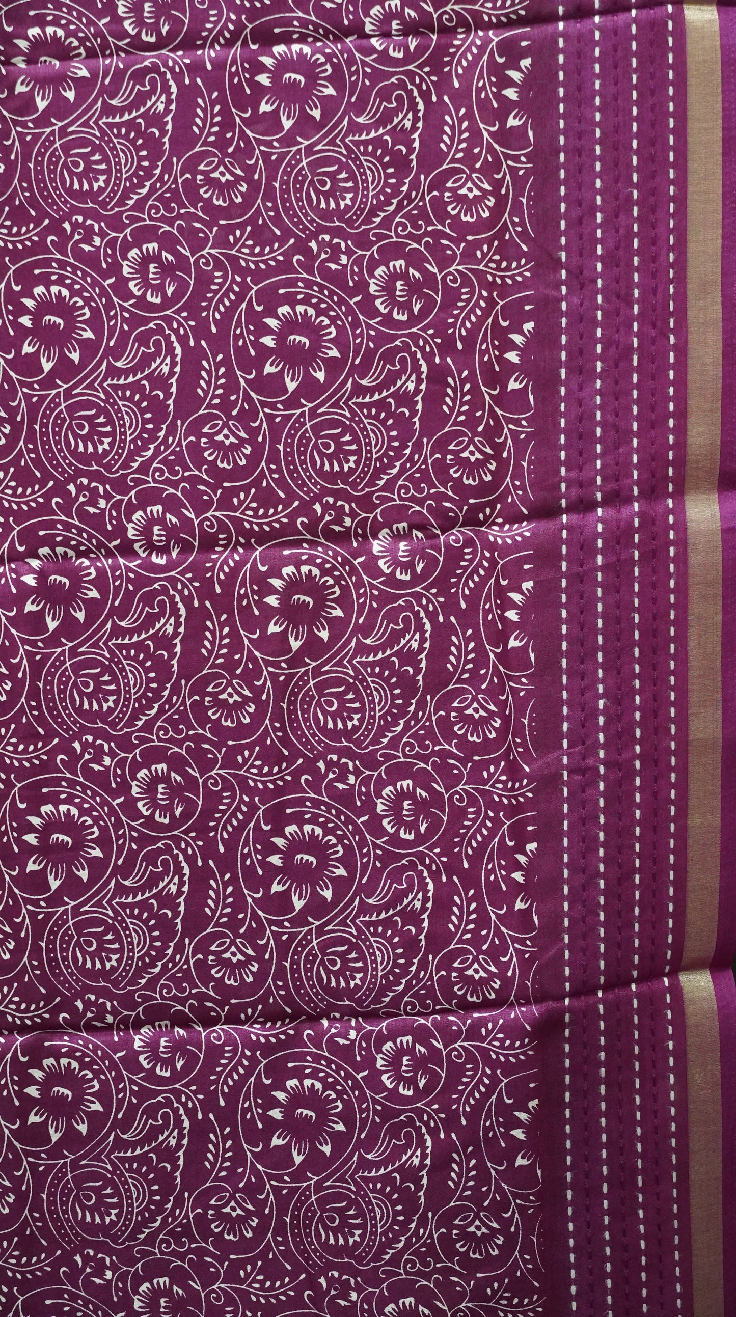 Dola Silk Saree Kolam Print - Purple