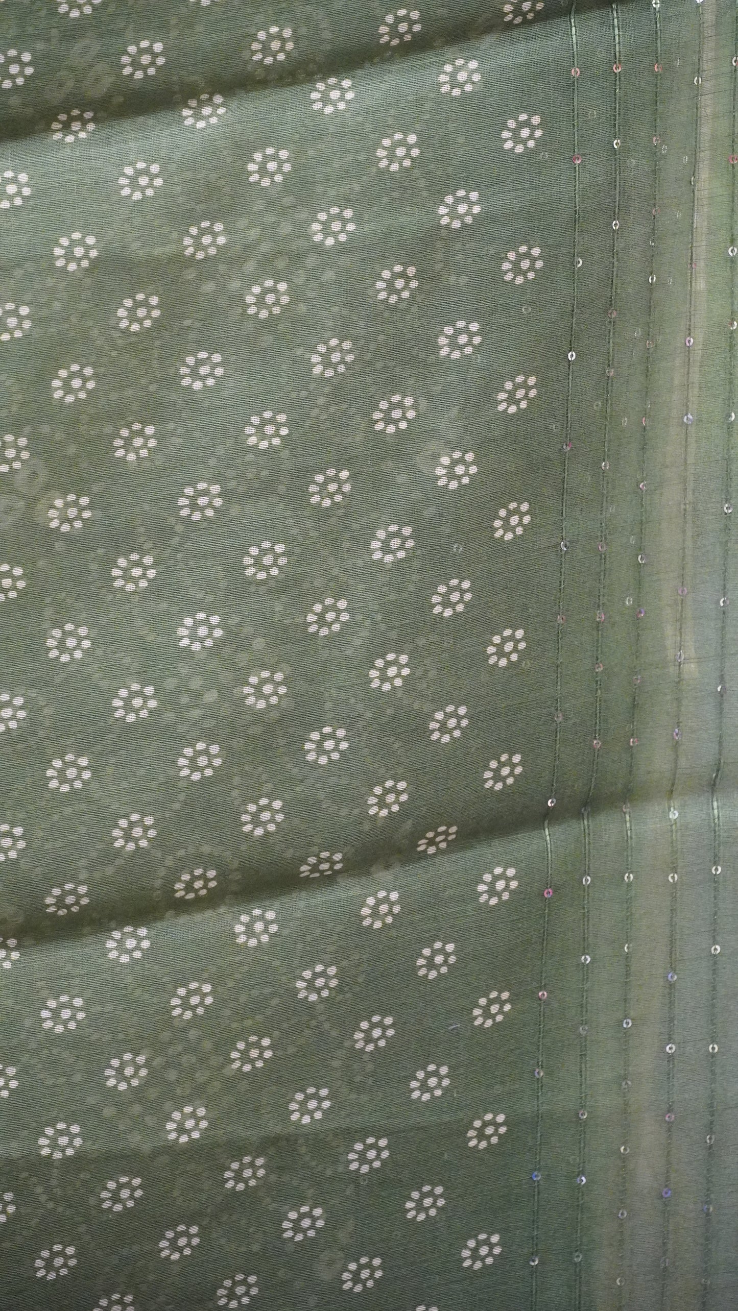 Chanderi Saree Sequence Work - Green