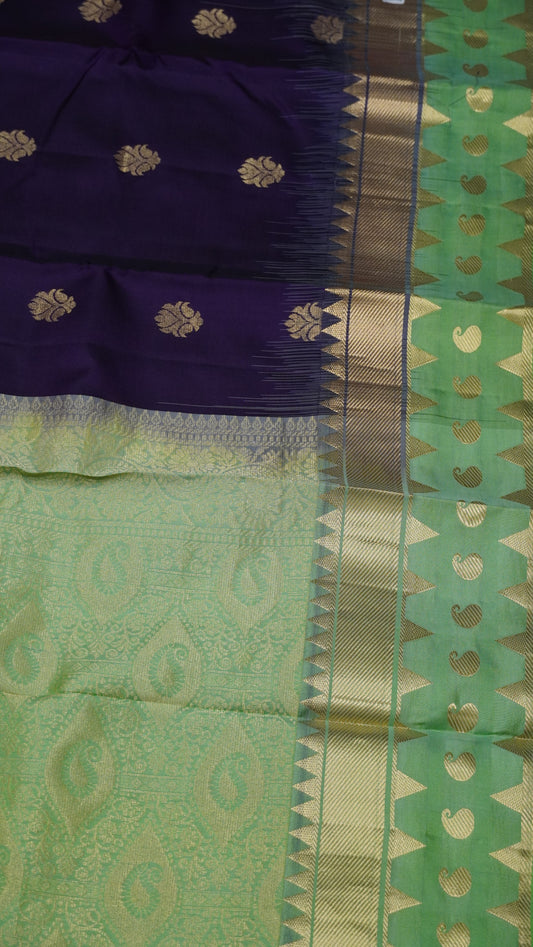 Pure Kanjivaram Silk Saree -Wine Pista