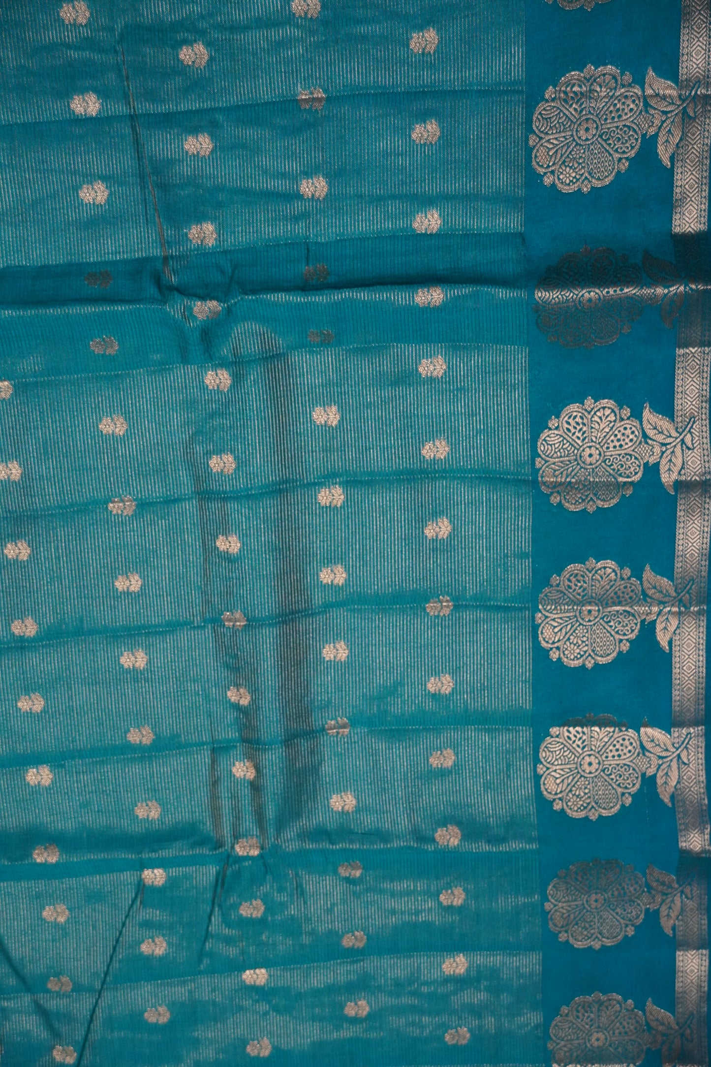Semi Raw Silk Saree - Vairaoosi Pattern Ramar Green