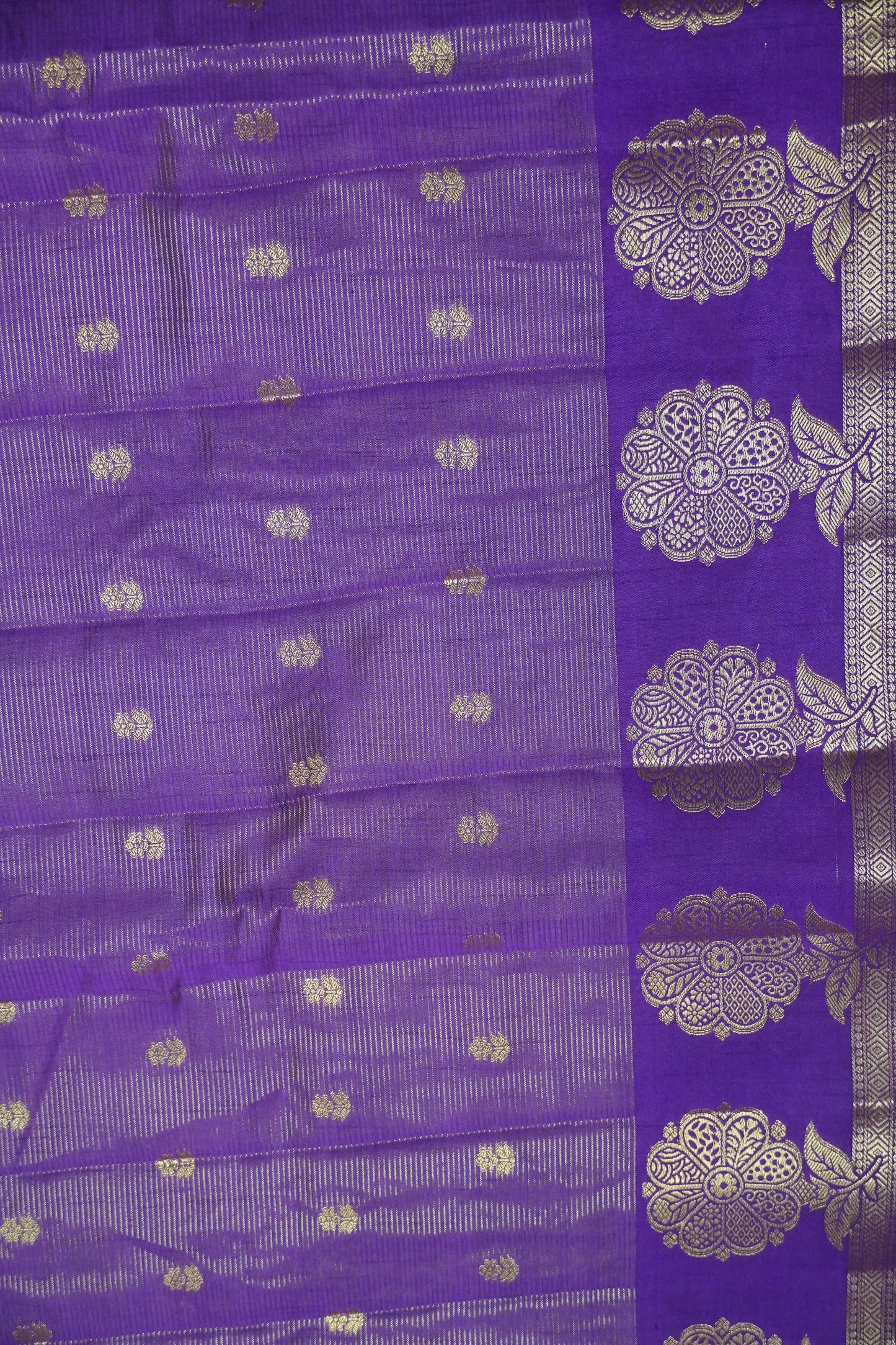 Semi Raw Silk Saree - Vairaoosi Pattern Purple