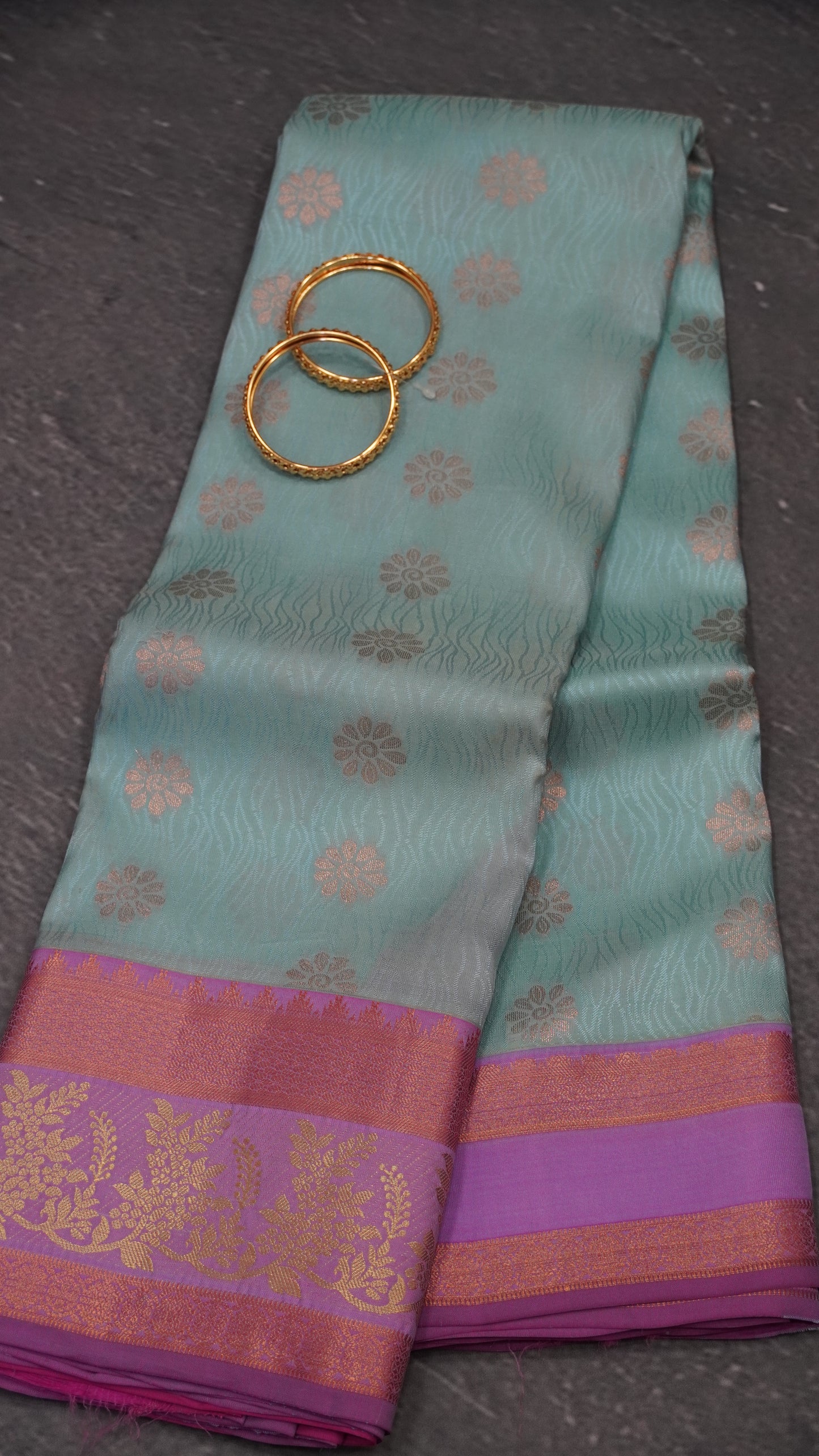 Pure Kanchipuram Silk Saree -Water Blue