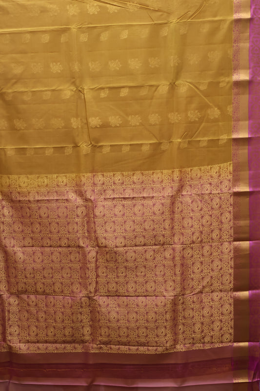 Pure Kanjivaram Silk Saree -Mustard Pink