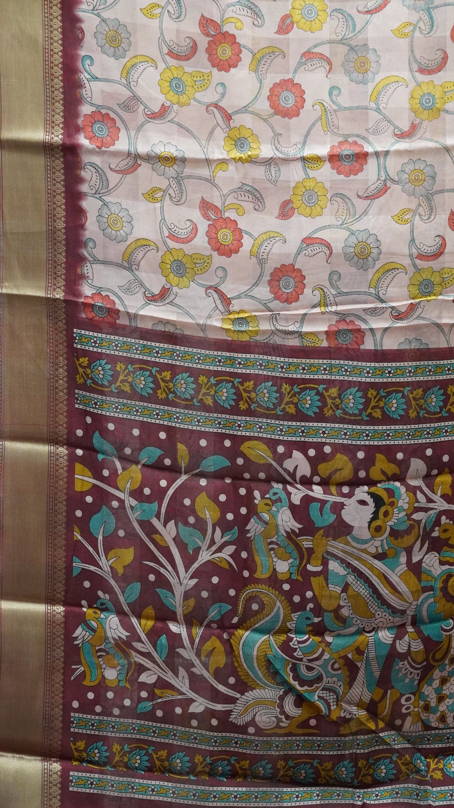 Chanderi Saree Kalamkari Print - Pink