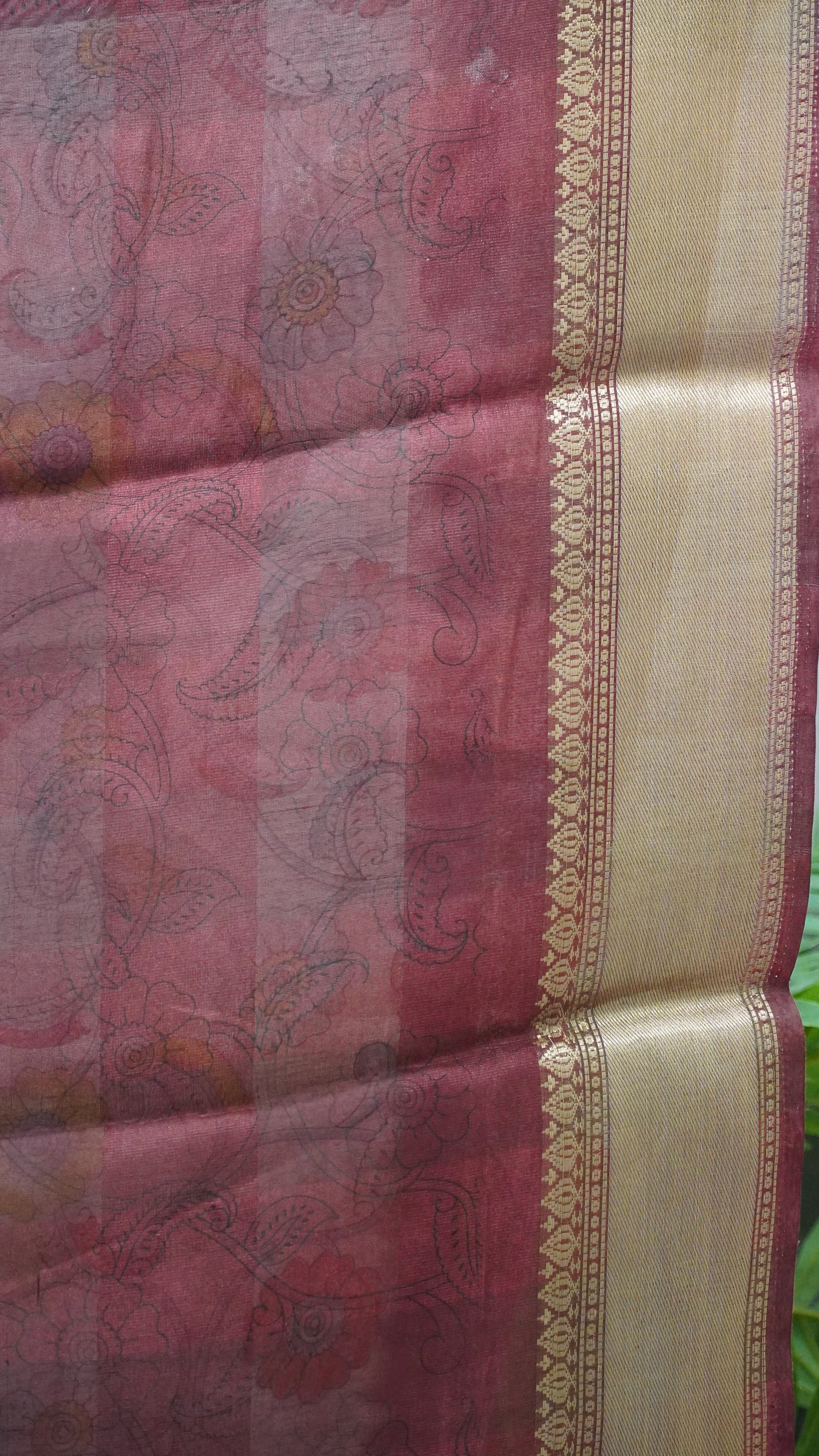 Chanderi Saree Kalamkari Print - Pink